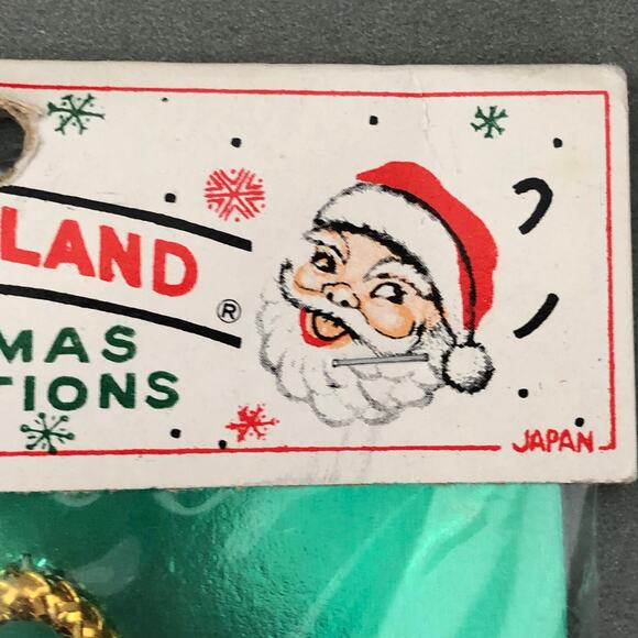Vintage NOS "Santa Land" Gold Christmas Ornament Bells on Cord Japan 1960s 1970s - Picture 4 of 10